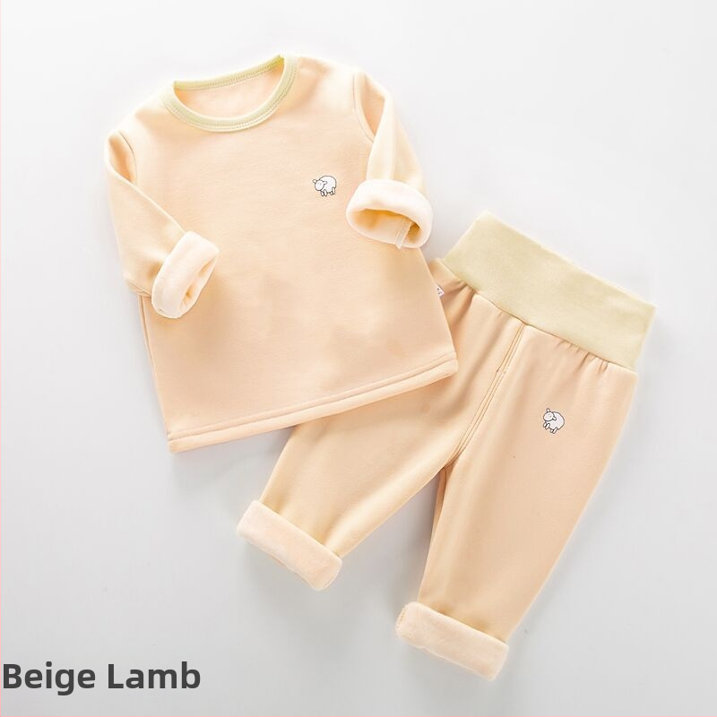 Bērnu ziemas termokomplekts ar flīsa iekšpusi, bieza Milk Silk auduma, augsta vidukļa aizsardzība vēderam, apaļš kakla izgriezums