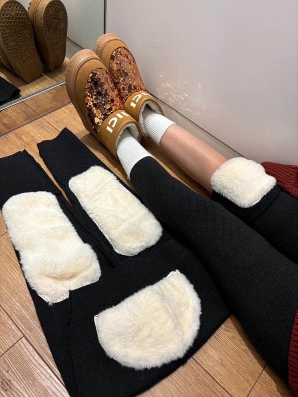 Дамски дебели леггинси от вълна и кашмир със флис подплата, 3/4 дължина, тесен силует, топли