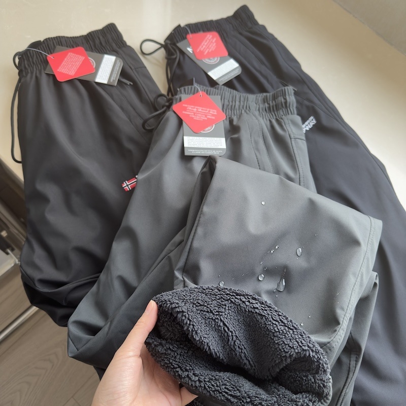 Ανδρικά παντελόνια με ίσιο κόψιμο, ελαστική μέση, αδιάβροχα, αντιανεμικά, φλις επένδυση