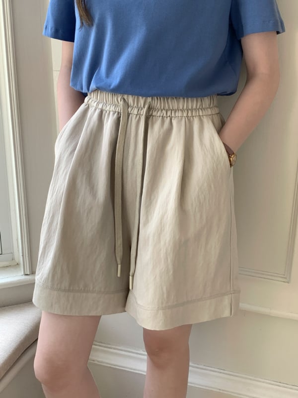 Шорти за лято с връзки отпред, ластична талия, деним-памучно-нейлонова материя, три четвърти дължина, микроеластичност, корейски стил