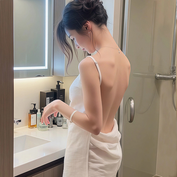 Moterų chalatas voniai — 100% medvilnės gazas audinys, vasara, lengvas, 145 g