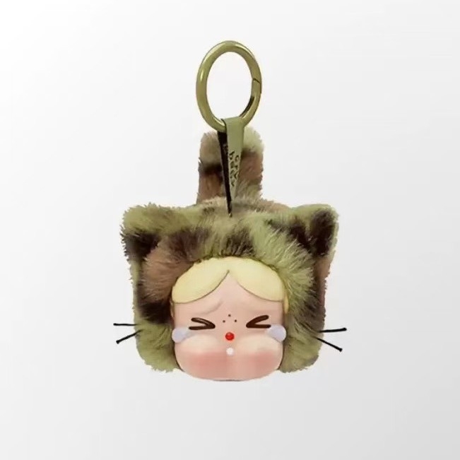 Κλειδοθήκη με βινυλικό πρόσωπο, σειρά Leopard Cat, γλυκό μαλακό κρεμαστό για αυτοκίνητα και τσάντες