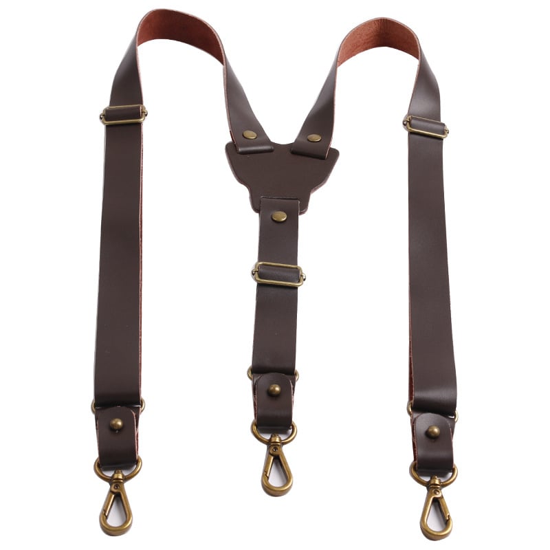 Kožne muške naramenice s križnim dizajnom, 3 stražnja klipsa, podesiva duljina, dvostruki sloj kože