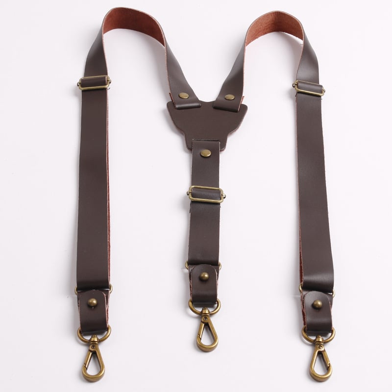 Kožne muške naramenice s križnim dizajnom, 3 stražnja klipsa, podesiva duljina, dvostruki sloj kože