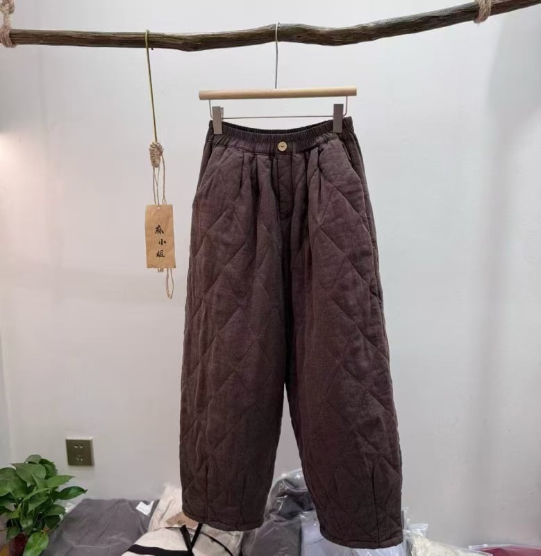 Moteriškos kanapių kelnės, Korejos stiliaus, siūtas matl, elastinė juosta, ilgis 9/10