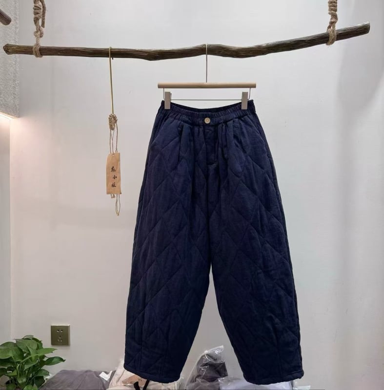 Moteriškos kanapių kelnės, Korejos stiliaus, siūtas matl, elastinė juosta, ilgis 9/10