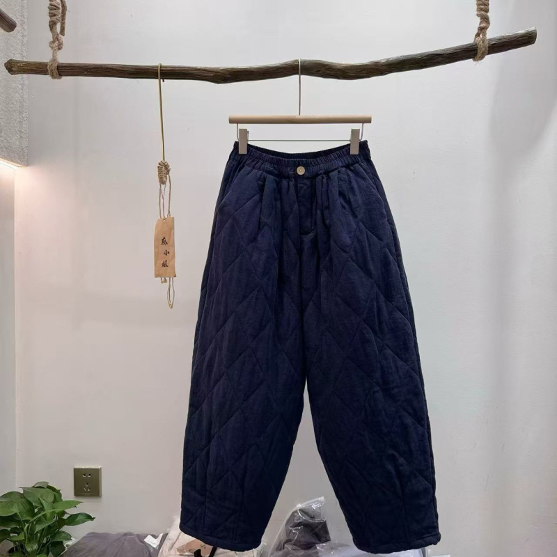 Moteriškos kanapių kelnės, Korejos stiliaus, siūtas matl, elastinė juosta, ilgis 9/10