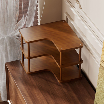 Kutni stalni regaľ za skladištenje - bambus, 3-slojni, pokretni, bez bušenja, jednostavna montaža