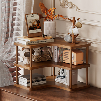 Kutni stalni regaľ za skladištenje - bambus, 3-slojni, pokretni, bez bušenja, jednostavna montaža