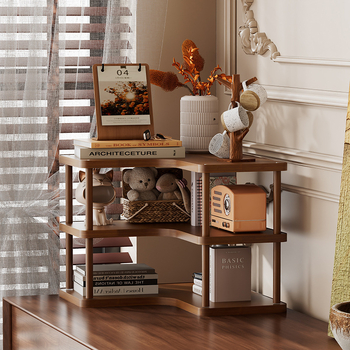 Kutni stalni regaľ za skladištenje - bambus, 3-slojni, pokretni, bez bušenja, jednostavna montaža