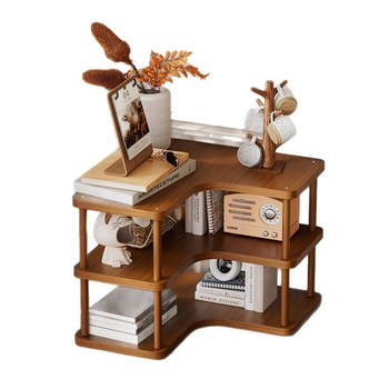 Kutni stalni regaľ za skladištenje - bambus, 3-slojni, pokretni, bez bušenja, jednostavna montaža