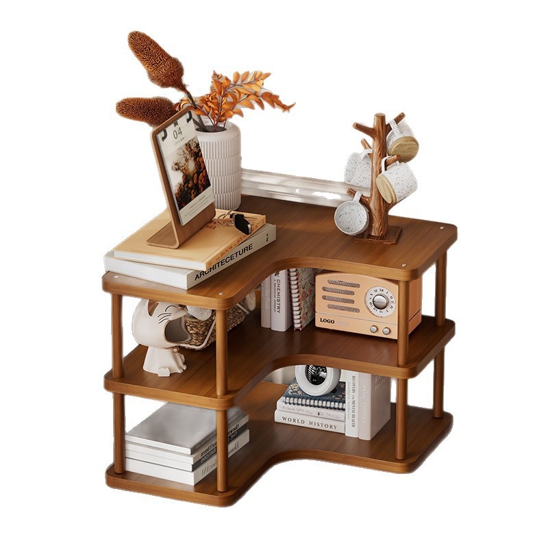 Kutni stalni regaľ za skladištenje - bambus, 3-slojni, pokretni, bez bušenja, jednostavna montaža