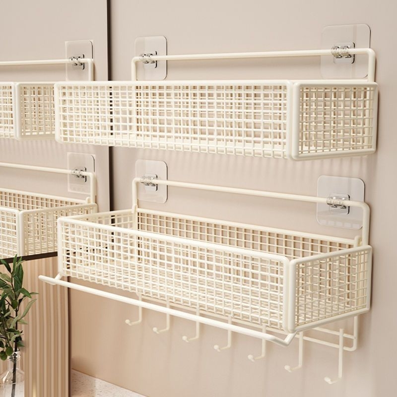 Željezni zidni ormar za kupaonicu, nordičkog stila, 6 etaža, držač za sušilo za kosu, bez bušenja