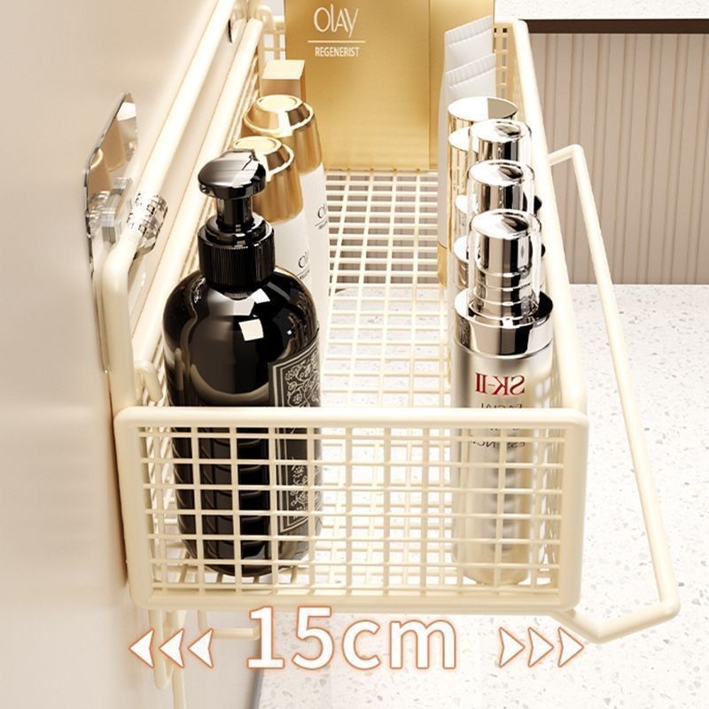 Željezni zidni ormar za kupaonicu, nordičkog stila, 6 etaža, držač za sušilo za kosu, bez bušenja