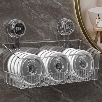 Držač za skladištenje sa suction cup-om, zidni, PET+PC, 1 etaža, kapaciteta 50 kutija