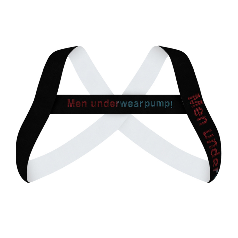 Bandă de piept bondage pentru bărbați, cu decor muscular elastic (Material: cauciuc-nylon; Elasticitate: puternică; Lungime: ne reglabilă; Brand: PUMP; Personalizare disponibilă)