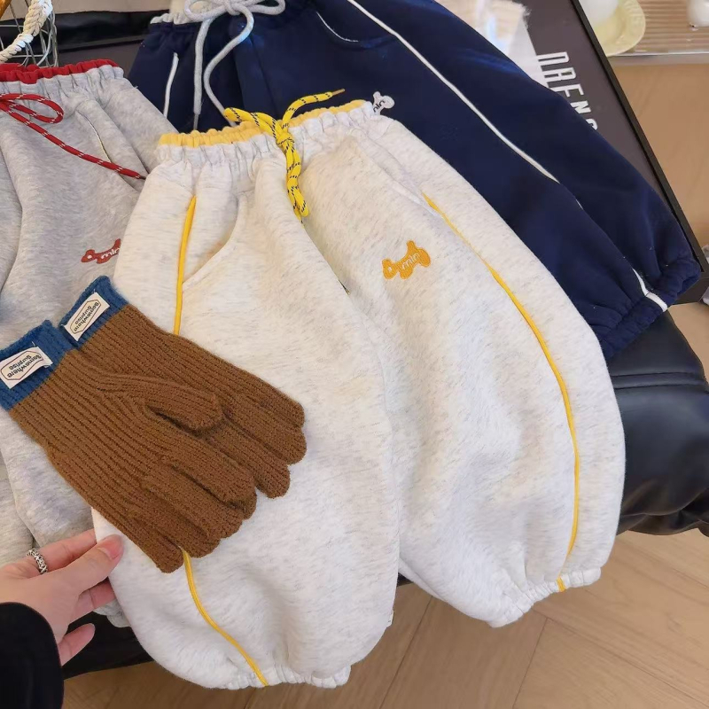 Colanți pentru copii în stil coreean, căptuțiți cu fleece, țesătură Huamian, 60% bumbac, model desen animat, talie medie cu elastic, pentru iarnă
