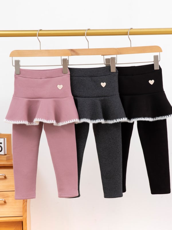 Koreanskog stila culotte za djevojčice s flisom, 95% pamuk, srednji pojas