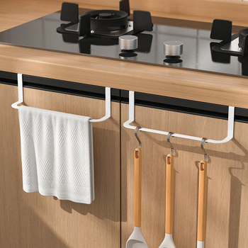 Držač ručnika za kuhinjska vrata ormarića, bez bušenja, od karbonskog čelika, jednostavan i moderan stil, 1 sloj skladištenja