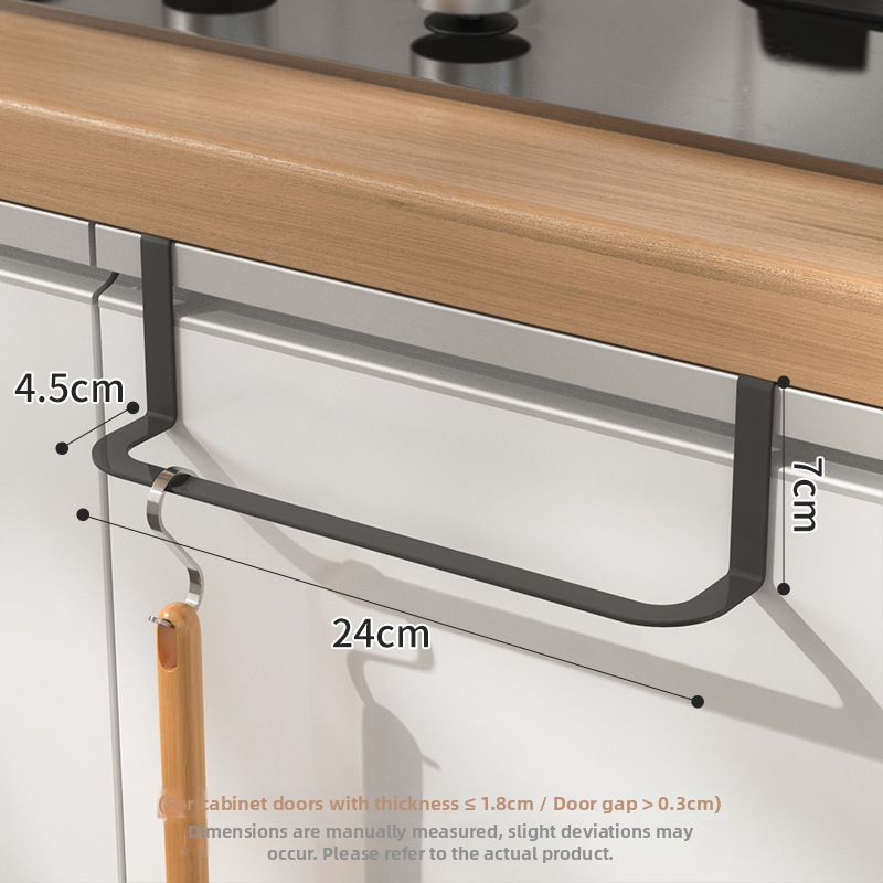 Držač ručnika za kuhinjska vrata ormarića, bez bušenja, od karbonskog čelika, jednostavan i moderan stil, 1 sloj skladištenja