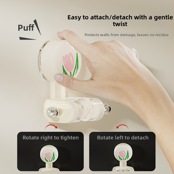 Sieninis ABS dušo laikiklis su tulpių formos siurbimo kilpa, reguliuojama apačia, be gręžimo