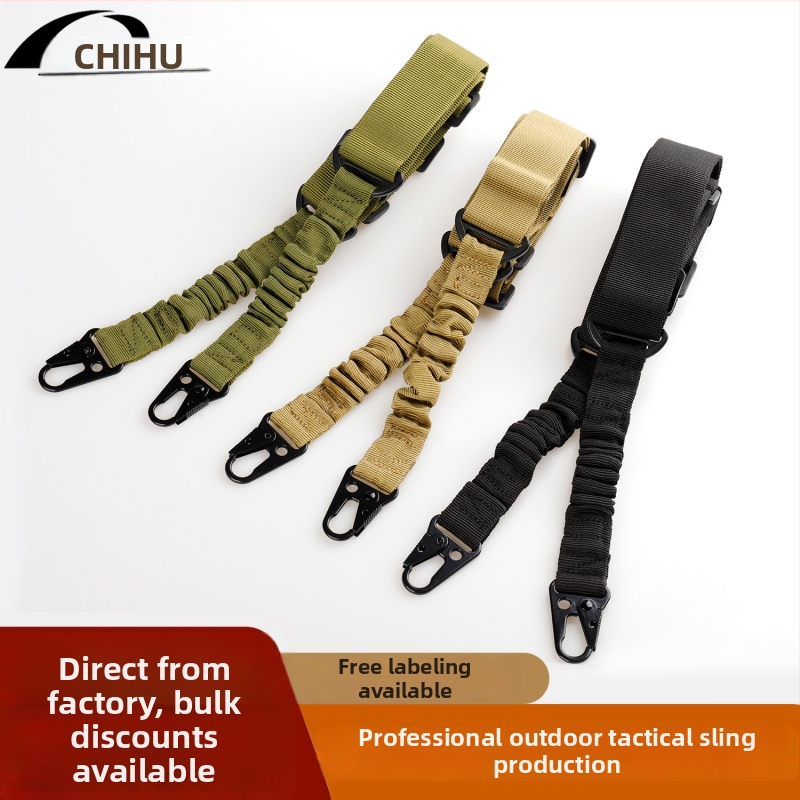 Bretea tactică cu două puncte pentru echipament outdoor, 3 clipsuri, lungime reglabilă, elasticitate puternică, compatibilă pentru încrucișare