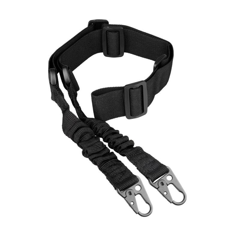 Bretea tactică cu două puncte pentru echipament outdoor, 3 clipsuri, lungime reglabilă, elasticitate puternică, compatibilă pentru încrucișare