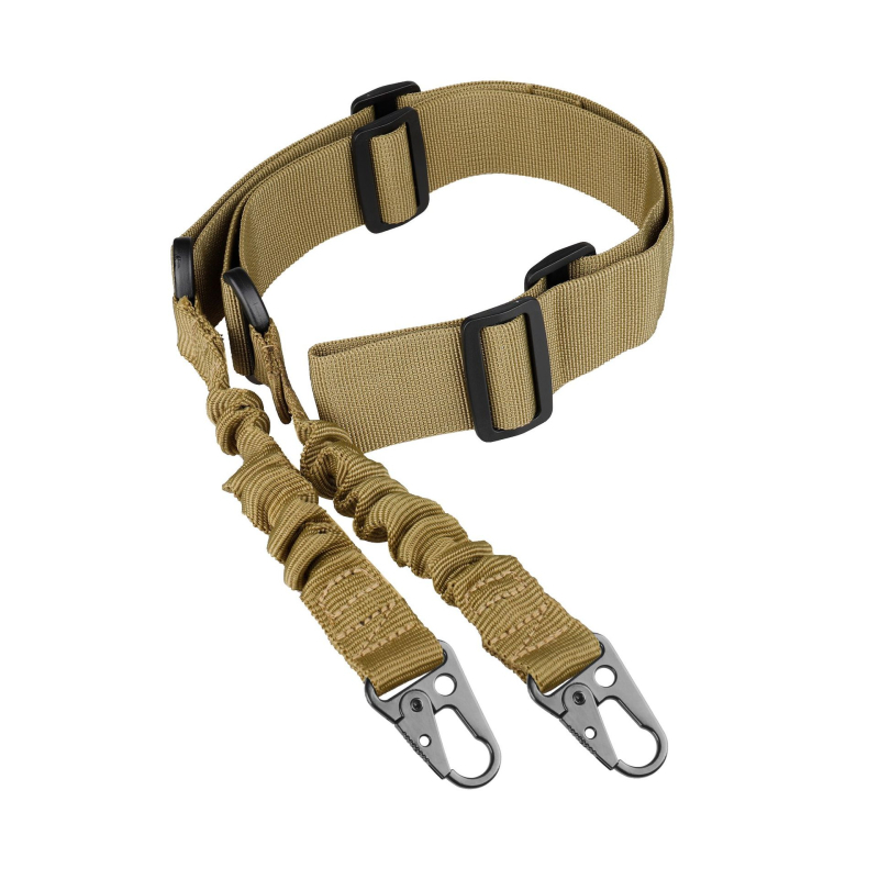 Bretea tactică cu două puncte pentru echipament outdoor, 3 clipsuri, lungime reglabilă, elasticitate puternică, compatibilă pentru încrucișare