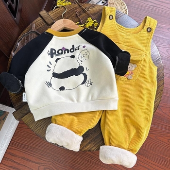 Παιδικά ολόσωμα από Corduroy με επένδυση φλίς, ανοιχτό καβάλο, χοντρό χειμερινό ζεστό