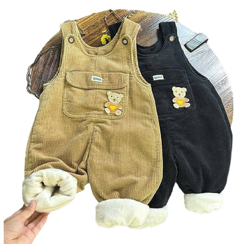 Παιδικά ολόσωμα από Corduroy με επένδυση φλίς, ανοιχτό καβάλο, χοντρό χειμερινό ζεστό