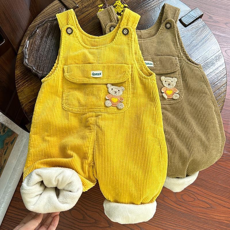 Παιδικά ολόσωμα από Corduroy με επένδυση φλίς, ανοιχτό καβάλο, χοντρό χειμερινό ζεστό