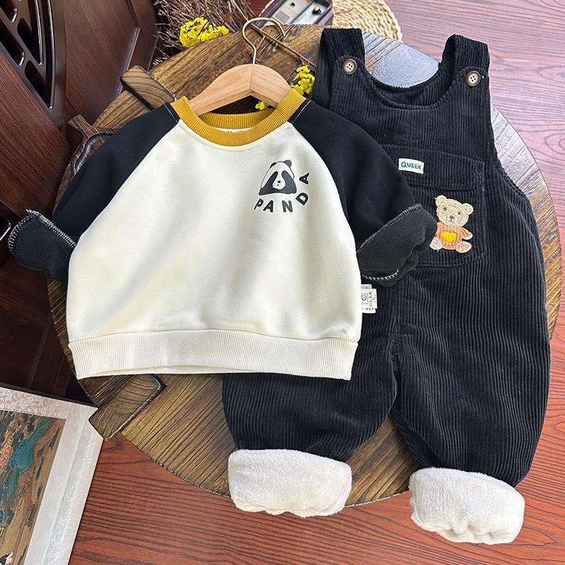 Παιδικά ολόσωμα από Corduroy με επένδυση φλίς, ανοιχτό καβάλο, χοντρό χειμερινό ζεστό