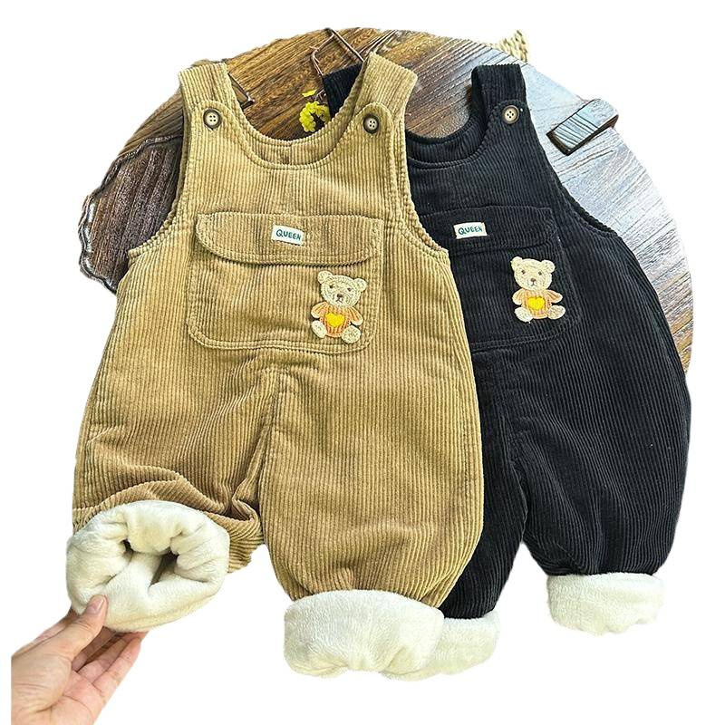 Παιδικά ολόσωμα από Corduroy με επένδυση φλίς, ανοιχτό καβάλο, χοντρό χειμερινό ζεστό