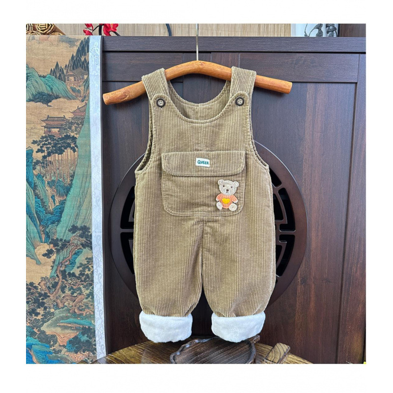 Παιδικά ολόσωμα από Corduroy με επένδυση φλίς, ανοιχτό καβάλο, χοντρό χειμερινό ζεστό