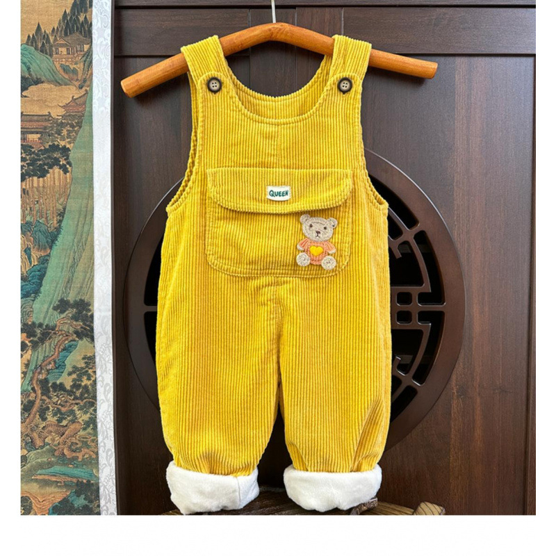 Παιδικά ολόσωμα από Corduroy με επένδυση φλίς, ανοιχτό καβάλο, χοντρό χειμερινό ζεστό