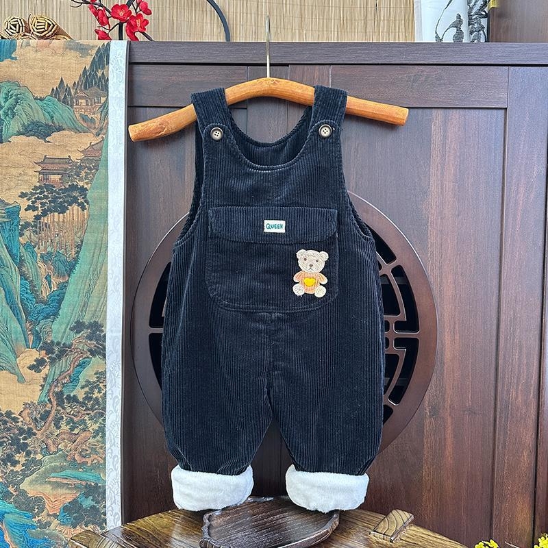 Παιδικά ολόσωμα από Corduroy με επένδυση φλίς, ανοιχτό καβάλο, χοντρό χειμερινό ζεστό