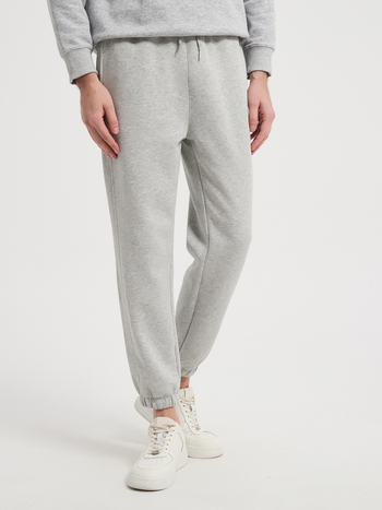 Παντελόνια jogger από βαμβάκι βαρέως τύπου με φαρδύ ελαστικό στη μέση, ίσια γραμμή, μεσαία μέση, παχύ ύφασμα για τον χειμώνα