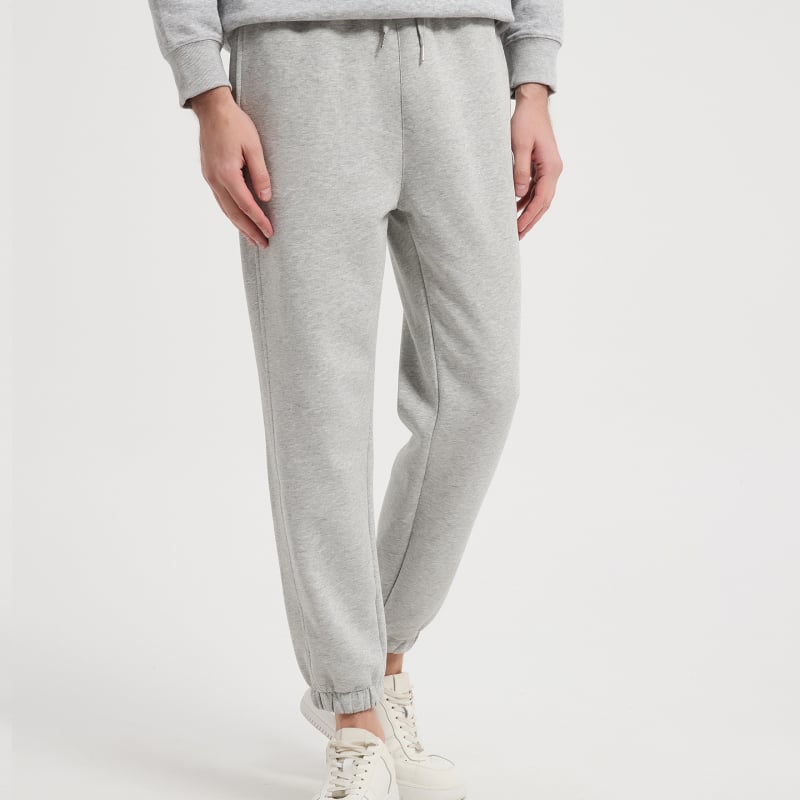 Παντελόνια jogger από βαμβάκι βαρέως τύπου με φαρδύ ελαστικό στη μέση, ίσια γραμμή, μεσαία μέση, παχύ ύφασμα για τον χειμώνα