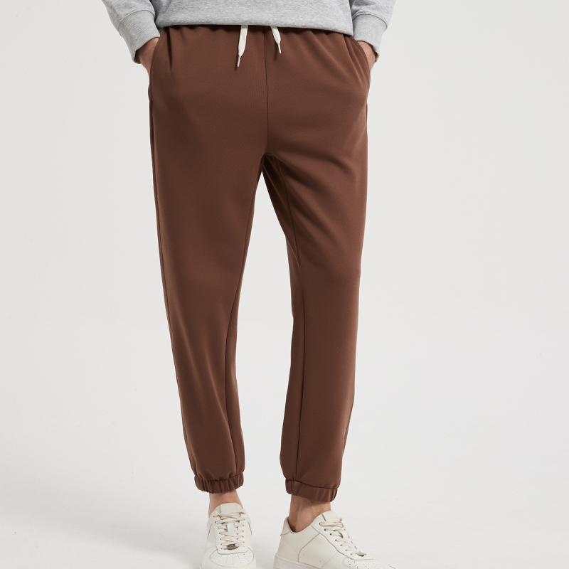 Παντελόνια jogger από βαμβάκι βαρέως τύπου με φαρδύ ελαστικό στη μέση, ίσια γραμμή, μεσαία μέση, παχύ ύφασμα για τον χειμώνα