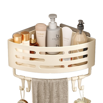 Баня ъглов стенен рафт, без пробиване, триъглов дизайн, 1 полк, 10 кг носим капацитет (пластично покритие)