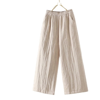 Moterų medvilninės kelnės, tiesaus kirpimo, laisvo silueto, ilgos, 80–90% medvilnės