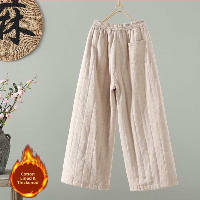 Moterų medvilninės kelnės, tiesaus kirpimo, laisvo silueto, ilgos, 80–90% medvilnės