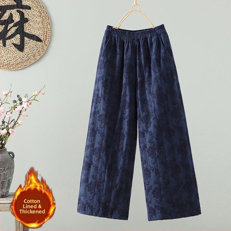 Moterų medvilninės kelnės, tiesaus kirpimo, laisvo silueto, ilgos, 80–90% medvilnės