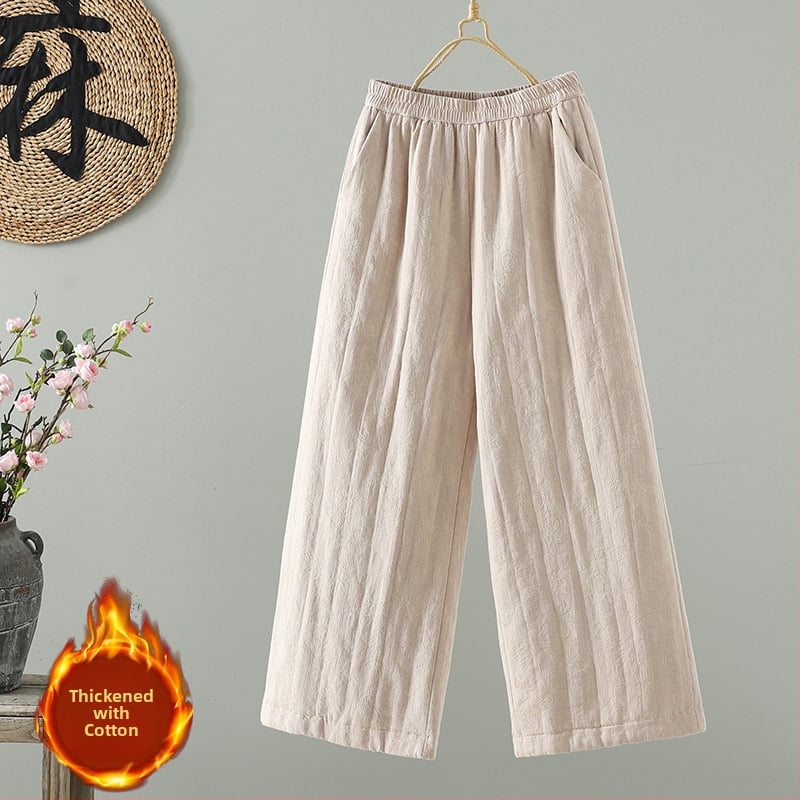 Moterų medvilninės kelnės, tiesaus kirpimo, laisvo silueto, ilgos, 80–90% medvilnės