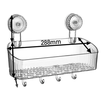 Zidni rotirajući spremnik za pohranu s usisnom čašom, 1 etaža, plastika, bez bušenja