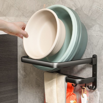 Zidni stalak za umivaonik, dvostruki sloj, od aluminijskog legura, premaz plastom u spreju, nosivost 5 kg, kvadratnog oblika, branda Pohuai