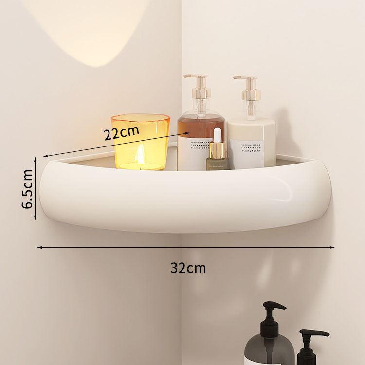 Kutna polica za kupaonicu – aluminij, površina s plastom u spreju, u obliku ventilatora, montaža bez bušenja, nosivost 15 kg