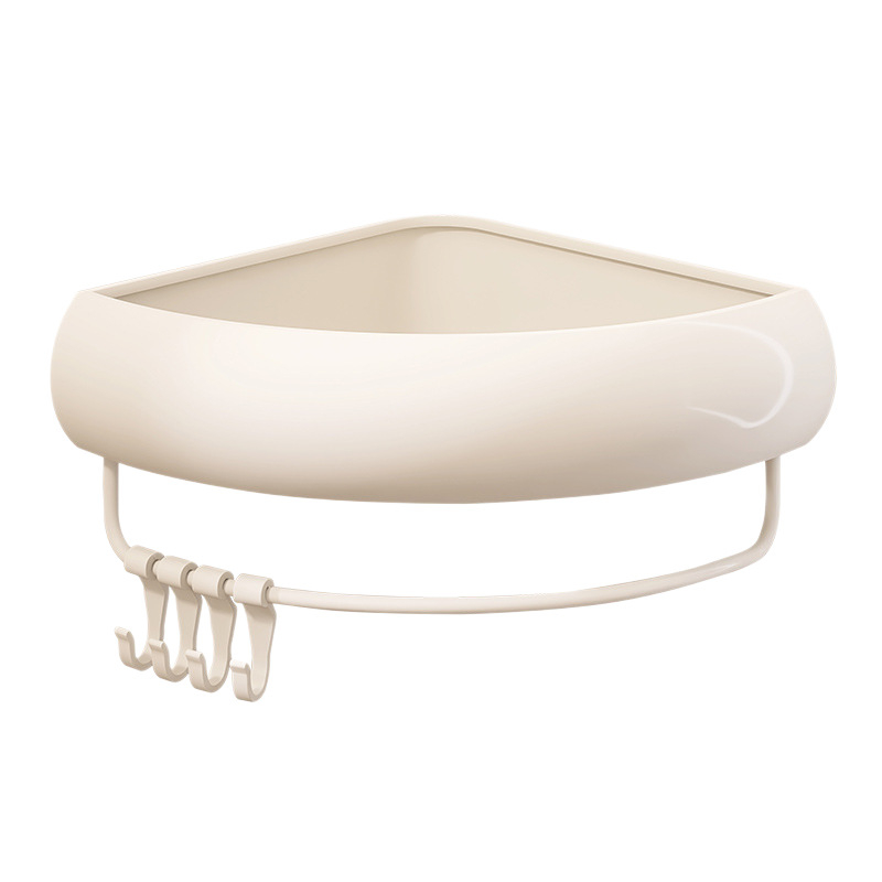 Kutna polica za kupaonicu – aluminij, površina s plastom u spreju, u obliku ventilatora, montaža bez bušenja, nosivost 15 kg