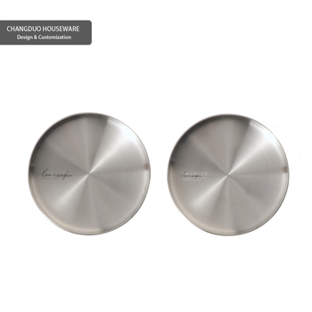 Farfurie din oțel inoxidabil mat, cu două straturi, pentru friptură și paste, rotundă, compatibilă cu cuptorul cu microunde, veselă de masă modernă