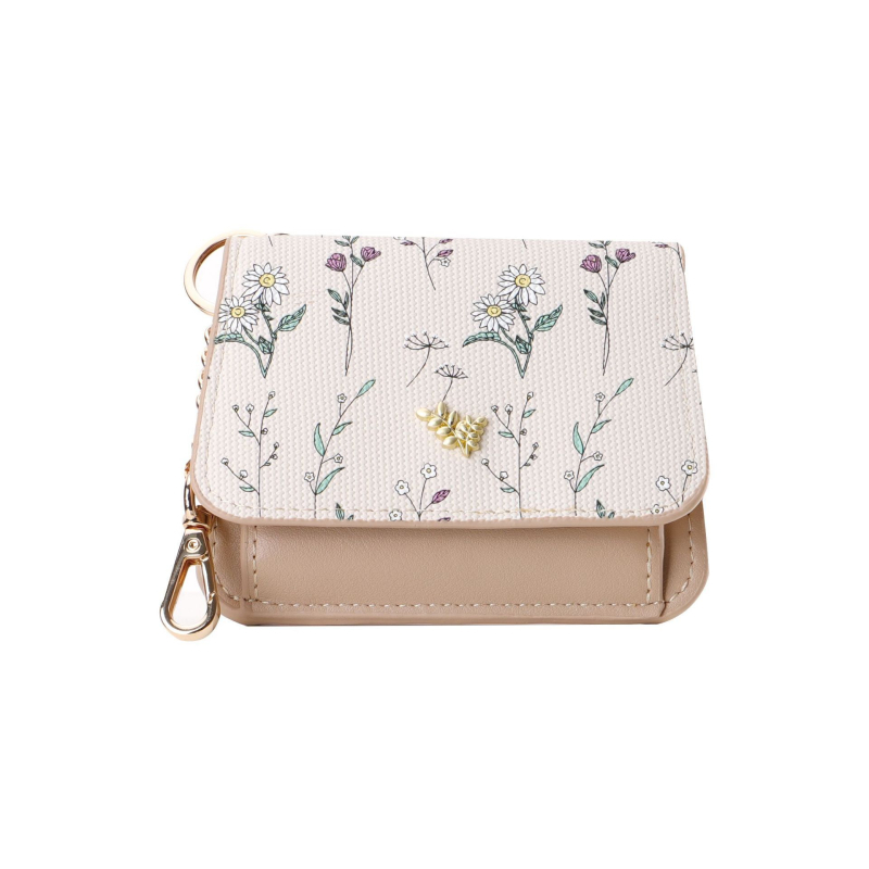 Portcard cu breloc - PU, model cu flori, ultra-ușor pentru femei, Suphiar